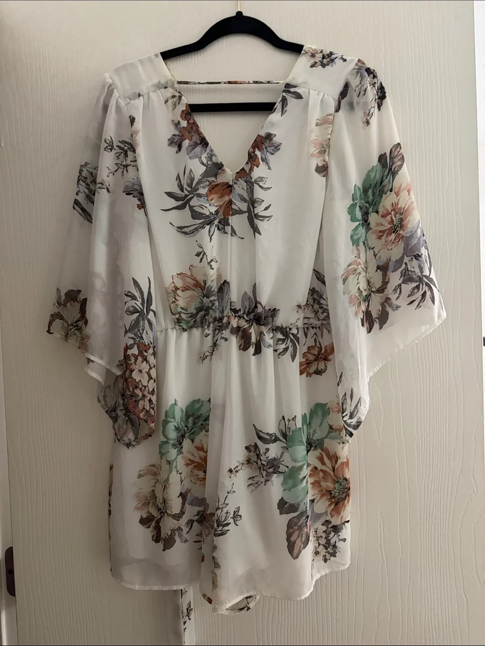 White Floral Wrap Romper